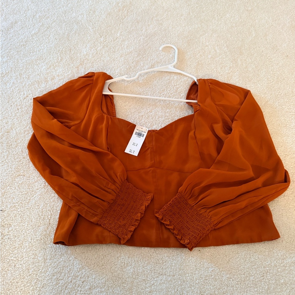 Abercrombie & Fitch Orange Blouse with Smocked Cuffs